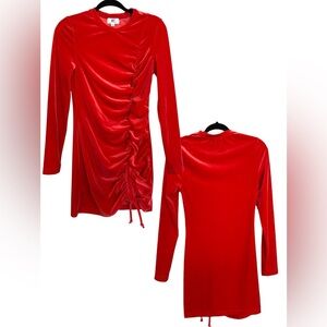 Juicy Couture Red Ruched Long Sleeve Dress